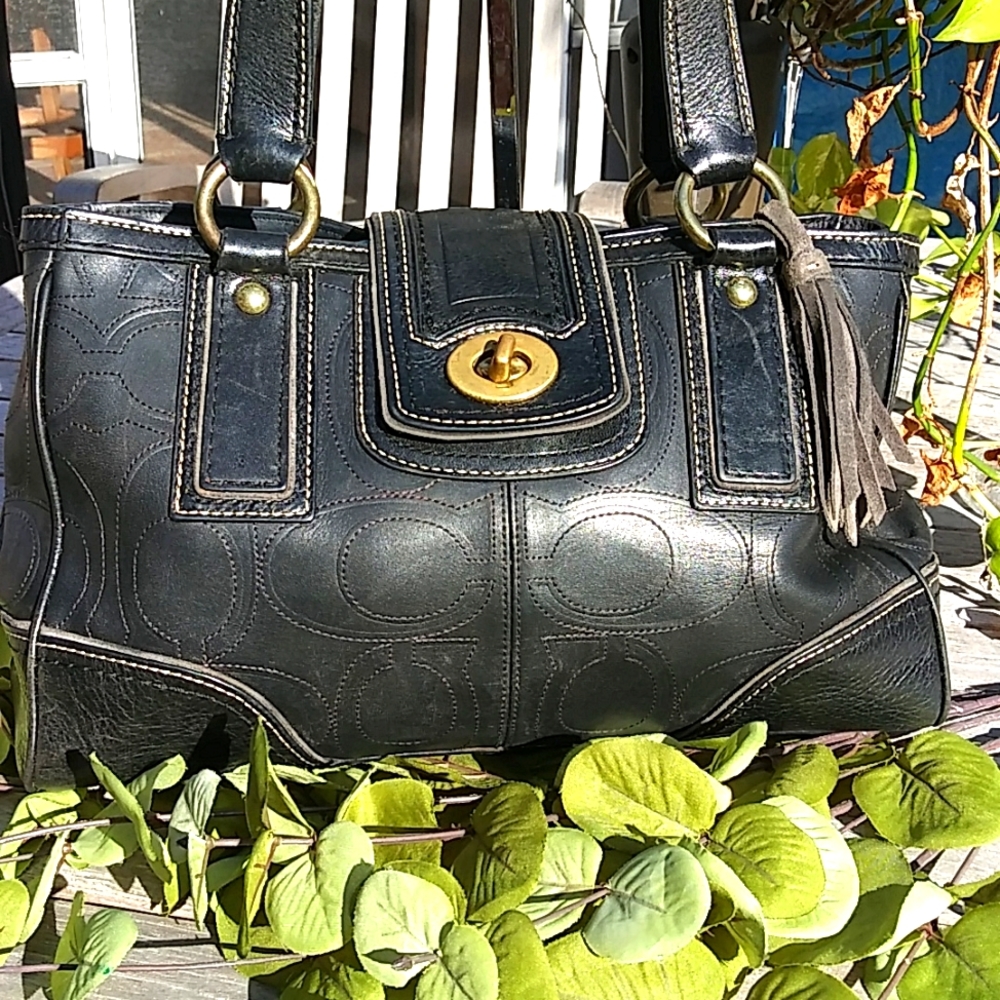 Coach Black Leather Tote Bag
